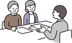 相談するシニアのイラスト