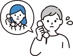 電話する困った女性のイラスト