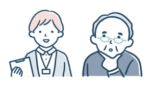 相談するシニアのイラスト