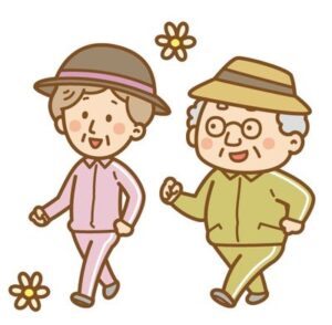 散歩をする高齢者のイラスト