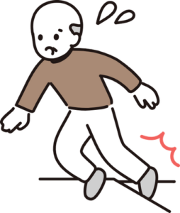 段差につまずくシニア男性のイラスト