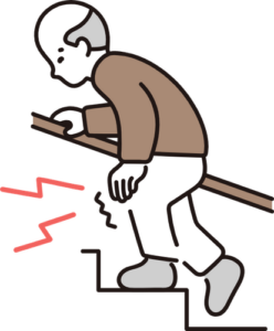 膝を痛めているシニア男性のイラスト